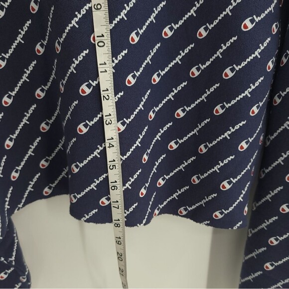 Champion Reverse Weave All Over Logo Cropped Sweatshirt Crewneck - Picture 10 of 10